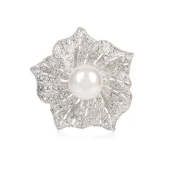 Online Flower With Pearl Brooch Brooches
