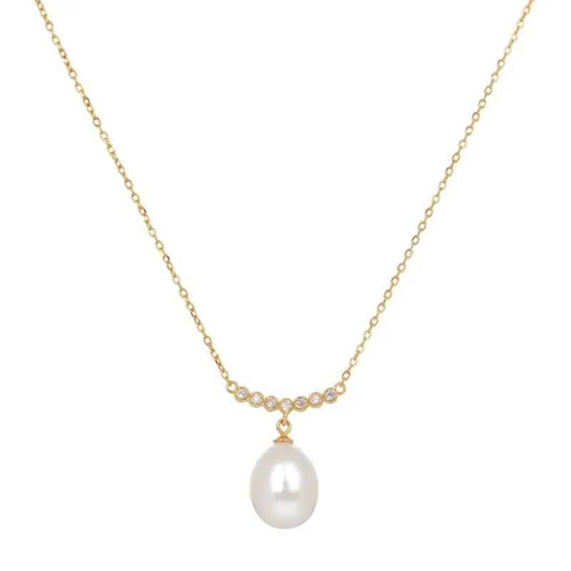 Sale Gold Crescent Pearl Drop Necklace Necklaces
