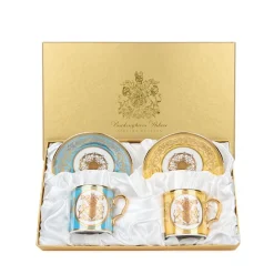 Clearance Special Edition Lustre Turquoise And Yellow Coffee Cup And Saucer Cups & Saucers