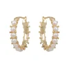 Discount White Pearl Hoop Earrings Earrings