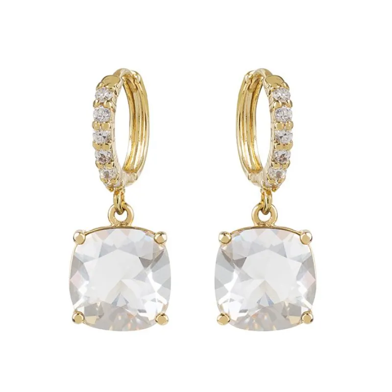 Online White Square Crystal Earrings Earrings